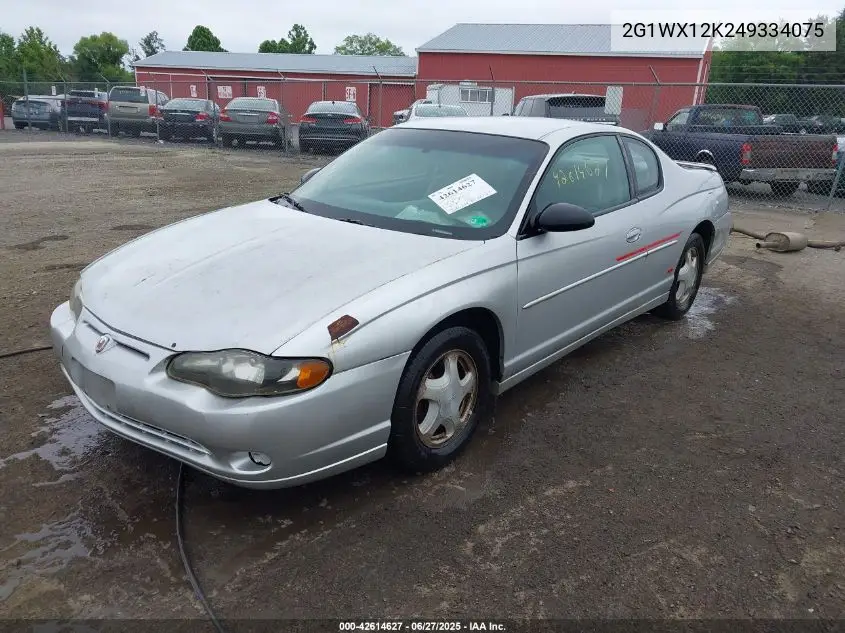 2004 Chevrolet Monte Carlo Ss VIN: 2G1WX12K249334075 Lot: 42614627