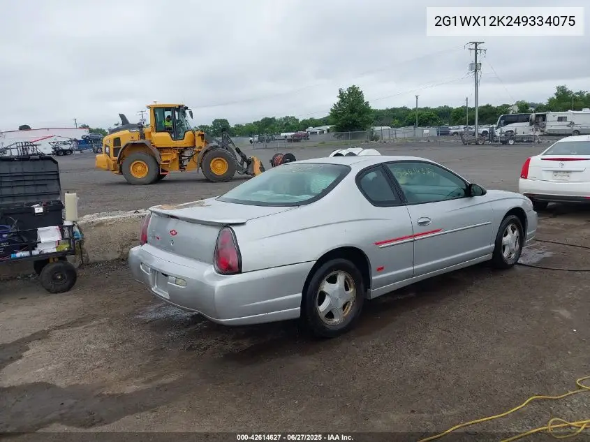 2004 Chevrolet Monte Carlo Ss VIN: 2G1WX12K249334075 Lot: 42614627