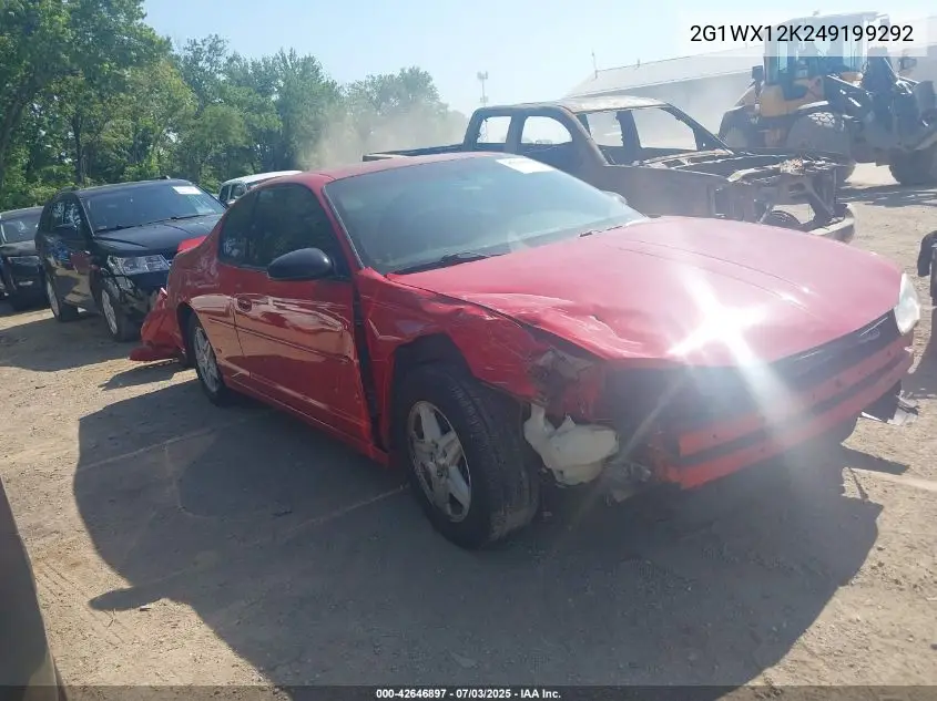 2004 Chevrolet Monte Carlo Ss VIN: 2G1WX12K249199292 Lot: 42646897