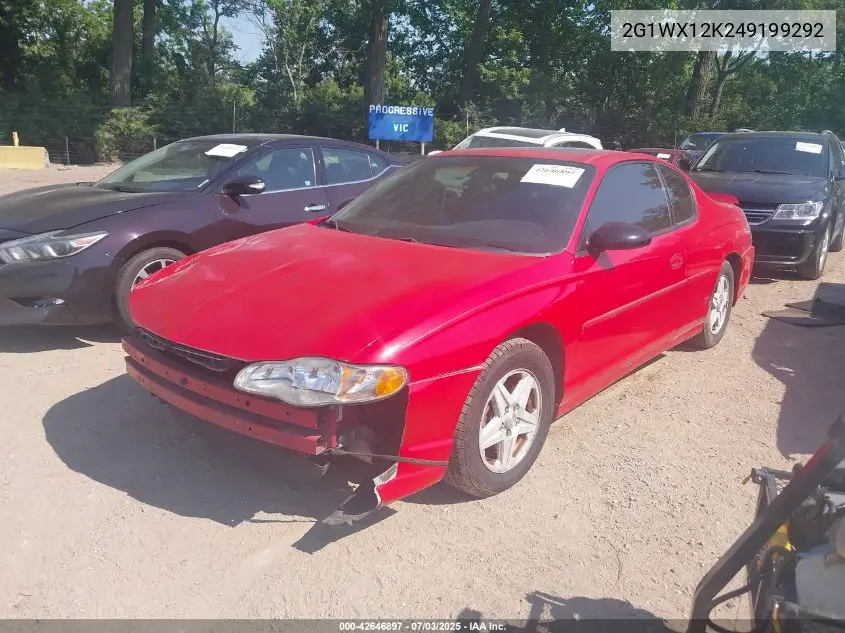 2004 Chevrolet Monte Carlo Ss VIN: 2G1WX12K249199292 Lot: 42646897