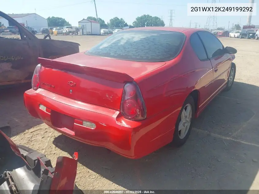 2004 Chevrolet Monte Carlo Ss VIN: 2G1WX12K249199292 Lot: 42646897