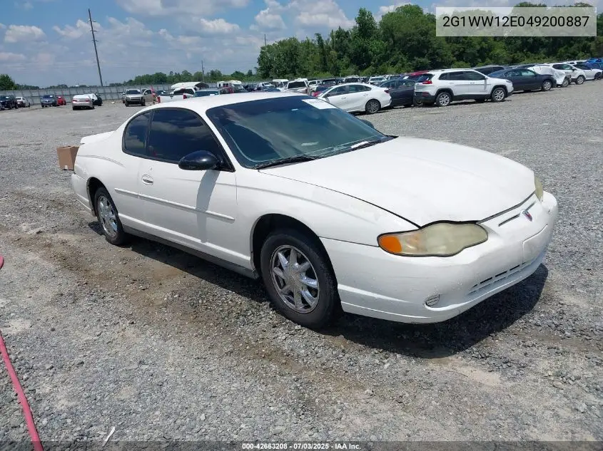 2004 Chevrolet Monte Carlo Ls VIN: 2G1WW12E049200887 Lot: 42663208