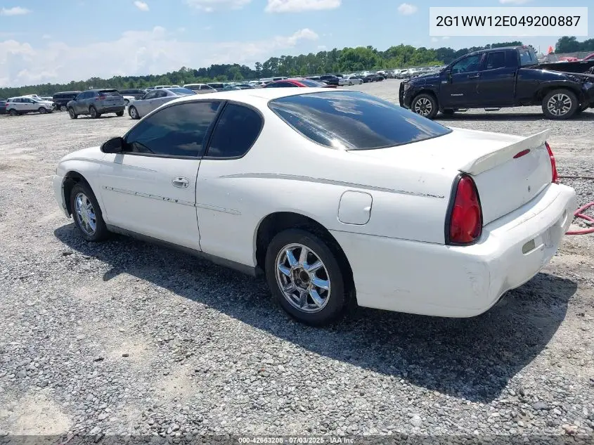 2004 Chevrolet Monte Carlo Ls VIN: 2G1WW12E049200887 Lot: 42663208