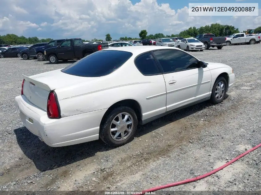 2004 Chevrolet Monte Carlo Ls VIN: 2G1WW12E049200887 Lot: 42663208