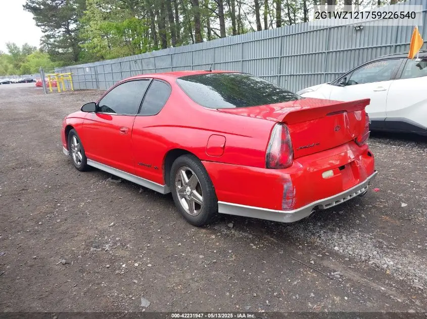 2005 Chevrolet Monte Carlo Supercharged Ss VIN: 2G1WZ121759226540 Lot: 42231947