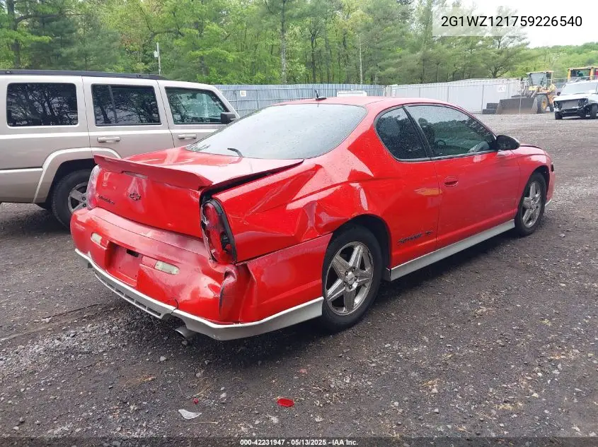 2005 Chevrolet Monte Carlo Supercharged Ss VIN: 2G1WZ121759226540 Lot: 42231947