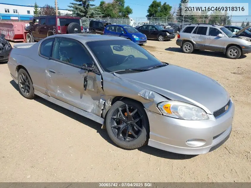 2006 Chevrolet Monte Carlo Ss VIN: 2G1WL16C469318316 Lot: 30065742
