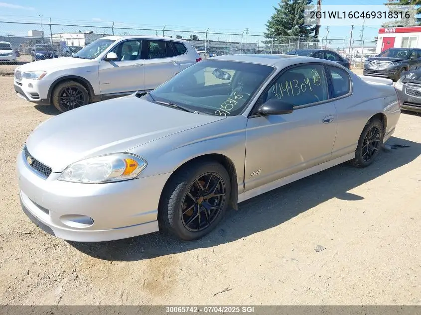 2006 Chevrolet Monte Carlo Ss VIN: 2G1WL16C469318316 Lot: 30065742