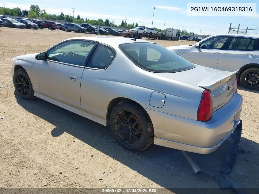 2006 Chevrolet Monte Carlo Ss VIN: 2G1WL16C469318316 Lot: 30065742