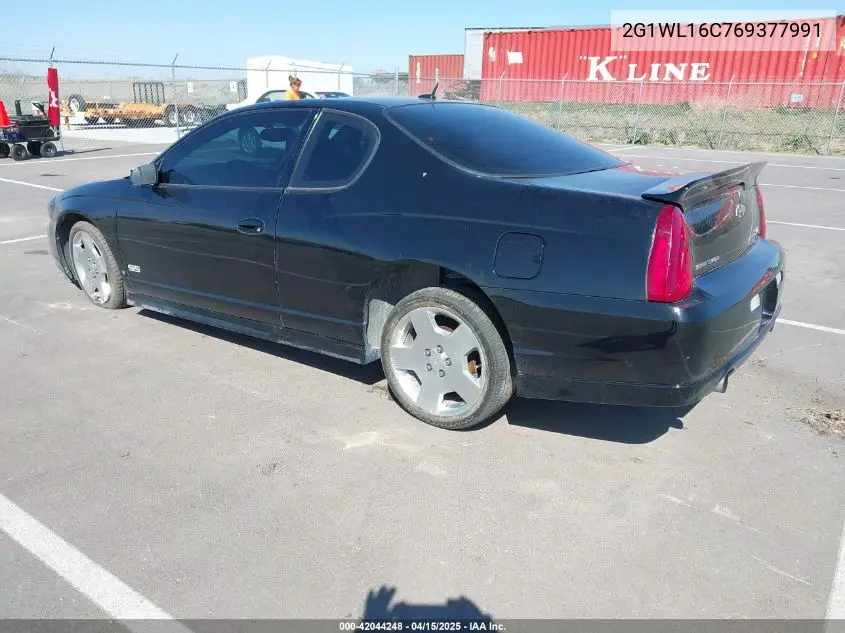 2006 Chevrolet Monte Carlo Ss VIN: 2G1WL16C769377991 Lot: 42044248