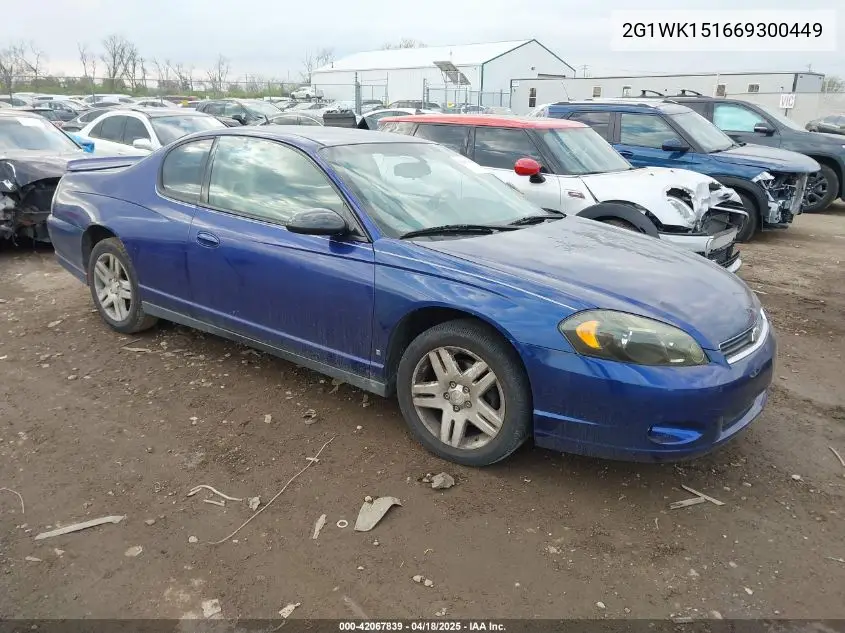 2006 Chevrolet Monte Carlo Lt VIN: 2G1WK151669300449 Lot: 42067839