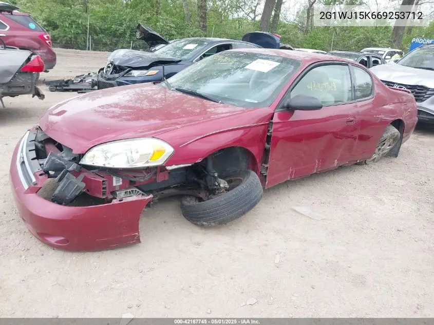 2006 Chevrolet Monte Carlo Ls VIN: 2G1WJ15K669253712 Lot: 42167745