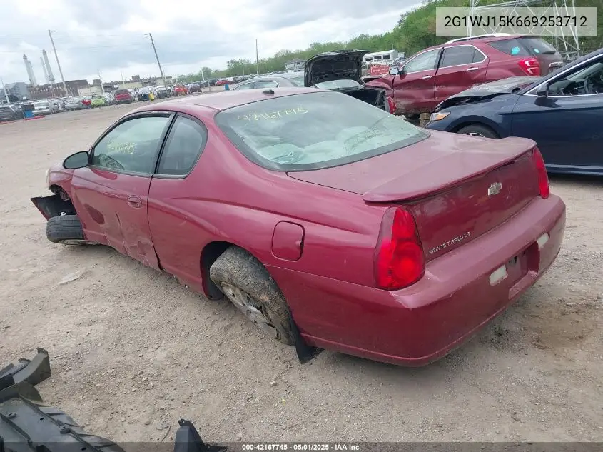 2006 Chevrolet Monte Carlo Ls VIN: 2G1WJ15K669253712 Lot: 42167745