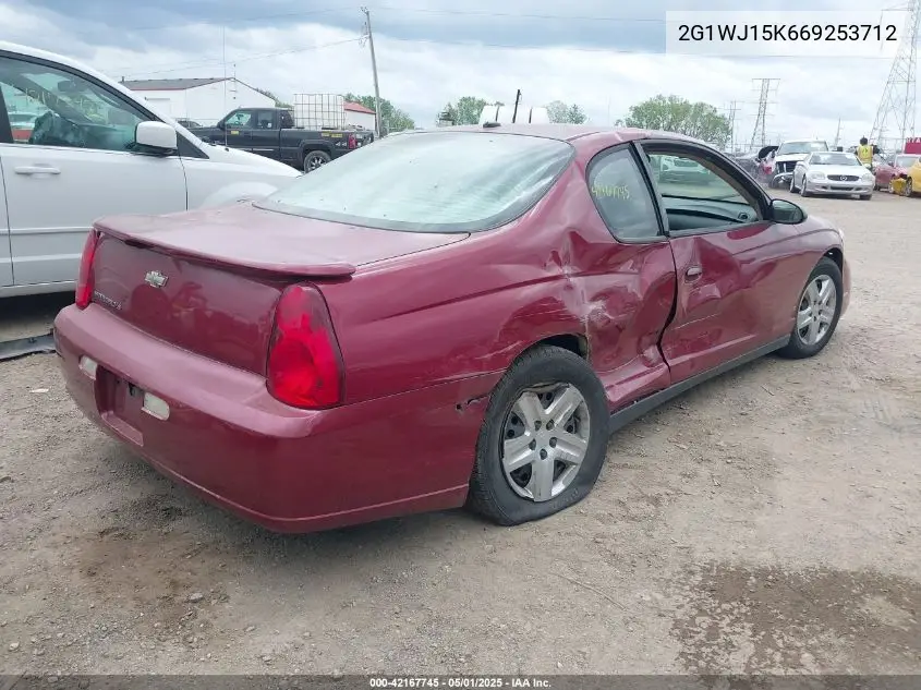 2006 Chevrolet Monte Carlo Ls VIN: 2G1WJ15K669253712 Lot: 42167745