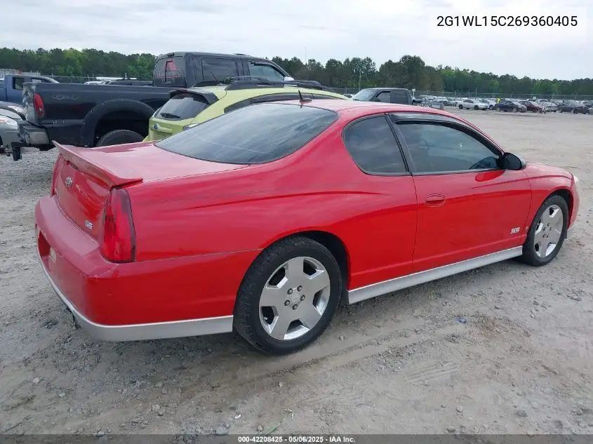 2006 Chevrolet Monte Carlo Ss VIN: 2G1WL15C269360405 Lot: 42208425