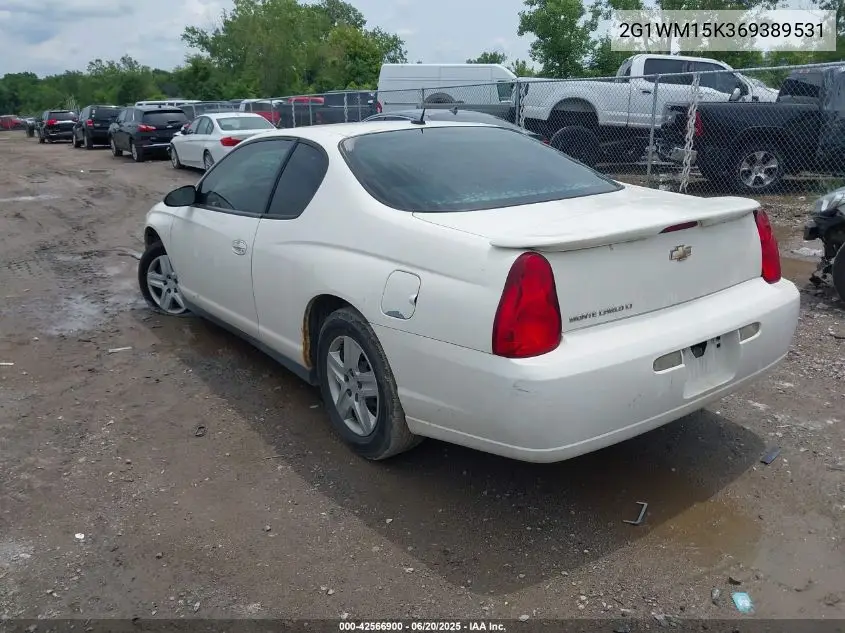 2006 Chevrolet Monte Carlo Lt VIN: 2G1WM15K369389531 Lot: 42566900
