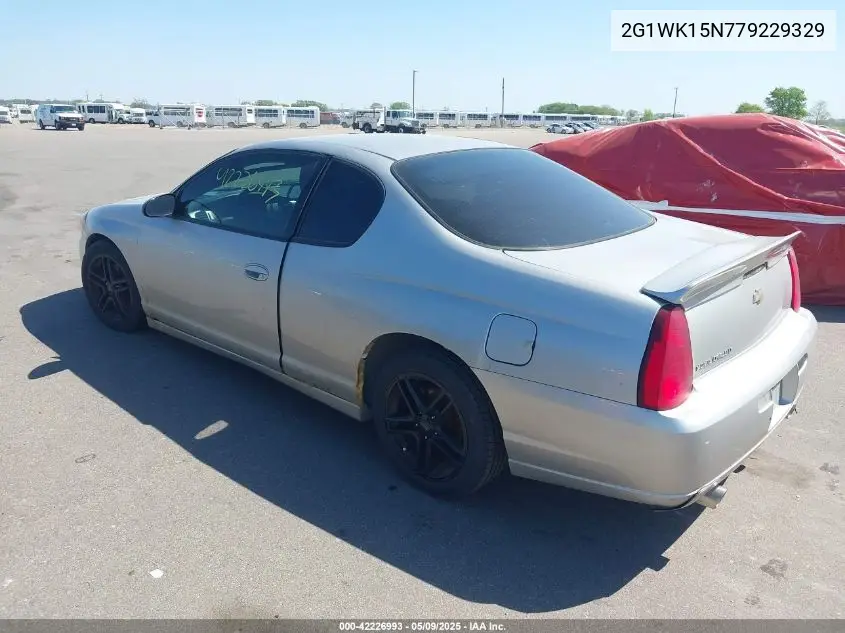 2007 Chevrolet Monte Carlo Lt VIN: 2G1WK15N779229329 Lot: 42226993