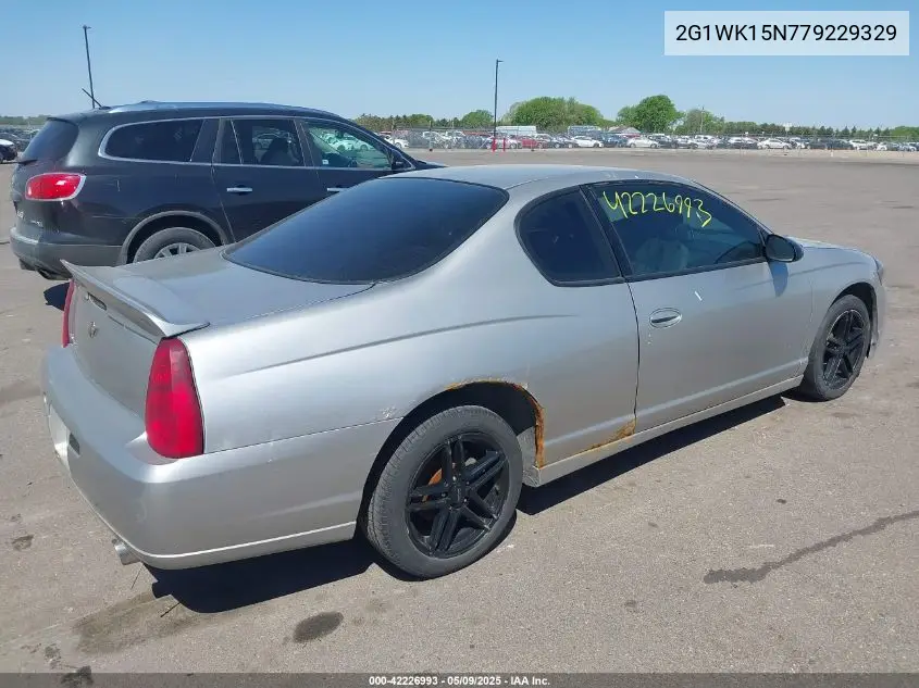 2007 Chevrolet Monte Carlo Lt VIN: 2G1WK15N779229329 Lot: 42226993