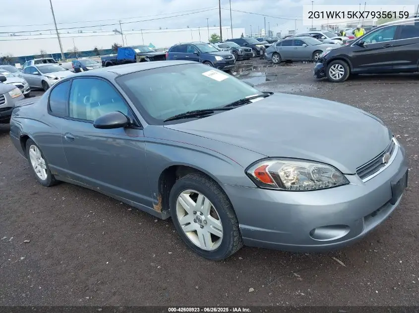 2007 Chevrolet Monte Carlo Lt VIN: 2G1WK15KX79356159 Lot: 42608923