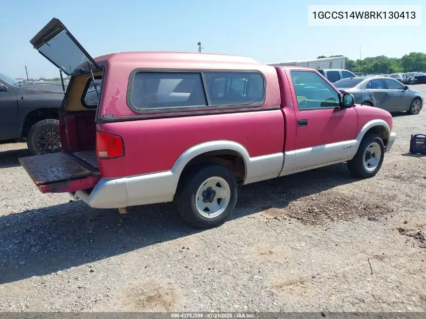 1994 Chevrolet S Truck S10 VIN: 1GCCS14W8RK130413 Lot: 42782598