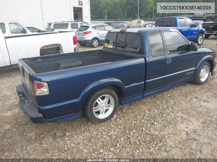 2003 Chevrolet S-10 Ls VIN: 1GCCS19XX38140205 Lot: 42774593