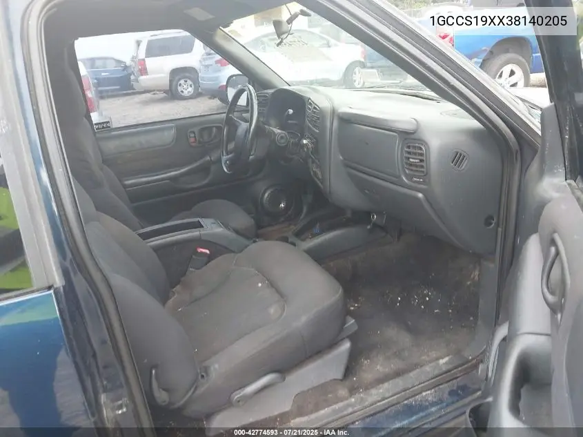 2003 Chevrolet S-10 Ls VIN: 1GCCS19XX38140205 Lot: 42774593
