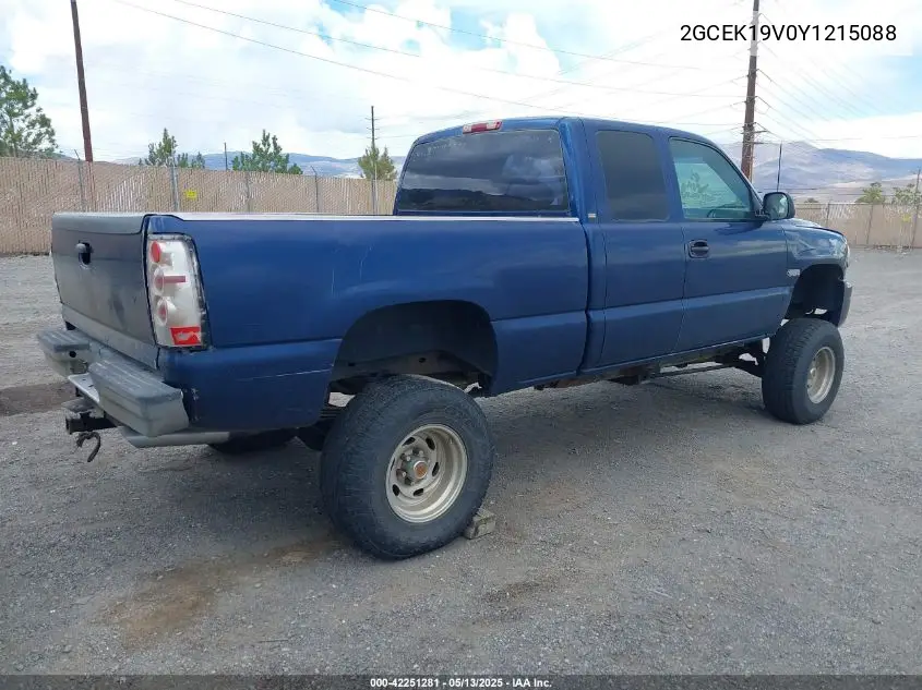 2000 Chevrolet Silverado 1500 VIN: 2GCEK19V0Y1215088 Lot: 42251281