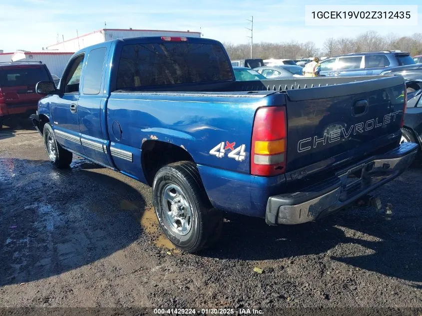 2002 Chevrolet Silverado 1500 VIN: 1GCEK19V02Z312435 Lot: 41429224
