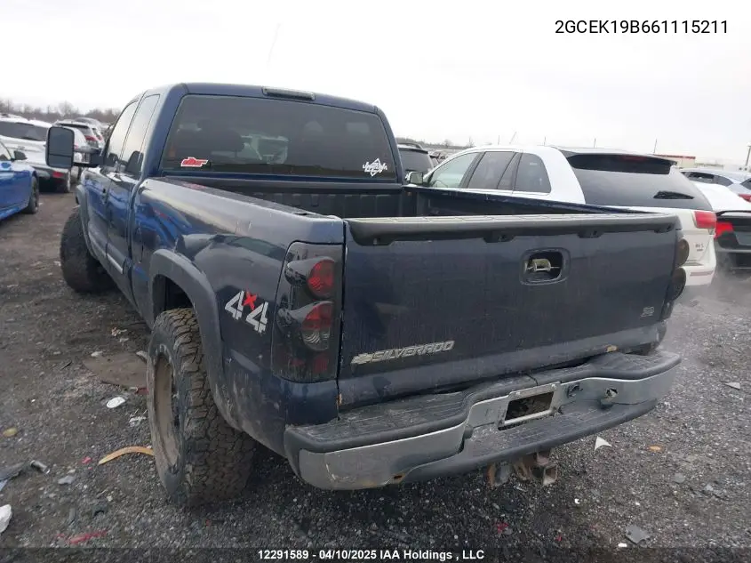 2006 Chevrolet Silverado K1500 VIN: 2GCEK19B661115211 Lot: 12291589
