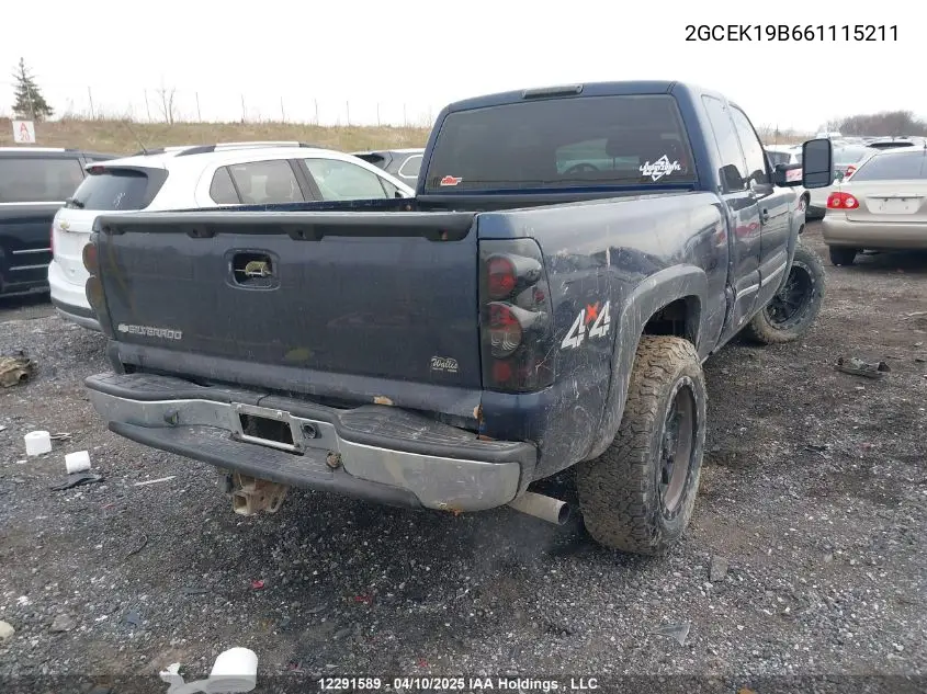 2006 Chevrolet Silverado K1500 VIN: 2GCEK19B661115211 Lot: 12291589