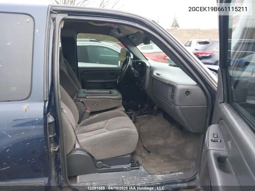 2006 Chevrolet Silverado K1500 VIN: 2GCEK19B661115211 Lot: 12291589