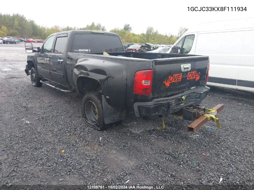 2008 Chevrolet Silverado C3500 VIN: 1GCJC33KX8F111934 Lot: 12109761
