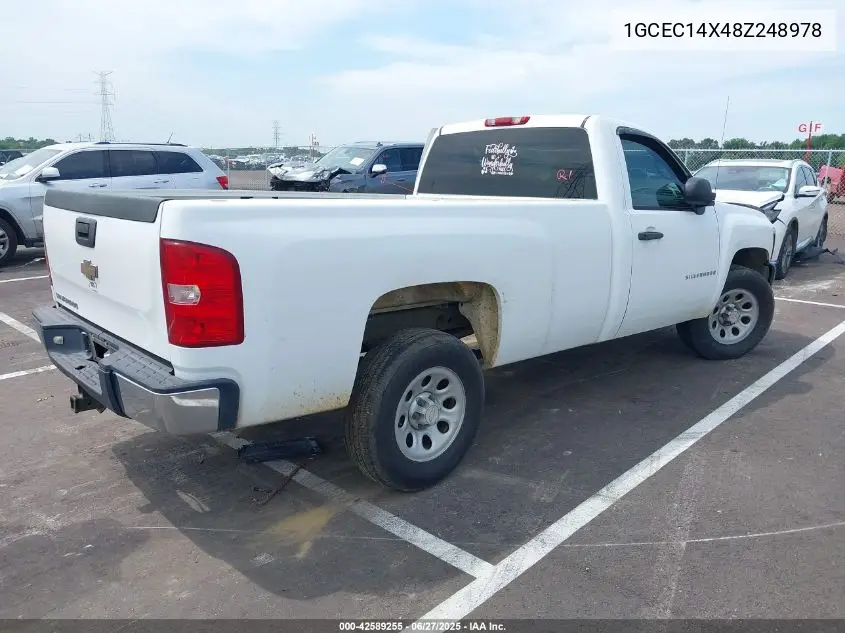 2008 Chevrolet Silverado 1500 Work Truck VIN: 1GCEC14X48Z248978 Lot: 42589255