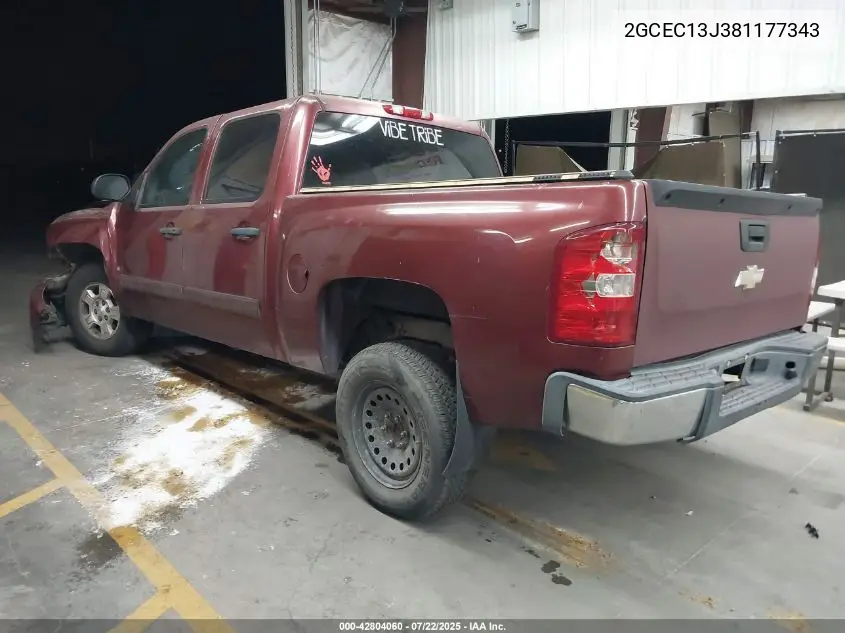 2gcec13j381177343 2GCEC13J381177343 2008 Chevrolet Silverado Lt2