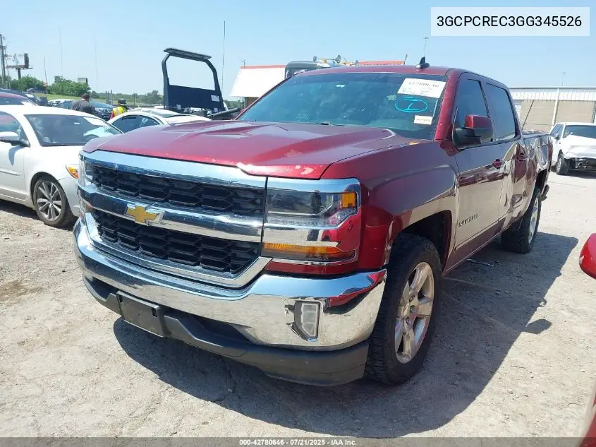 2016 Chevrolet Silverado 1500 1Lt VIN: 3GCPCREC3GG345526 Lot: 42780646