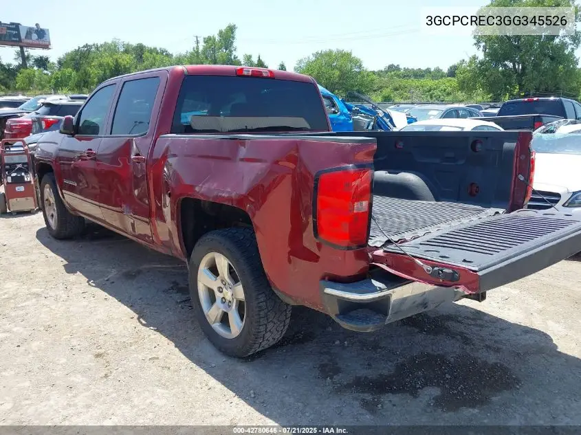 2016 Chevrolet Silverado 1500 1Lt VIN: 3GCPCREC3GG345526 Lot: 42780646