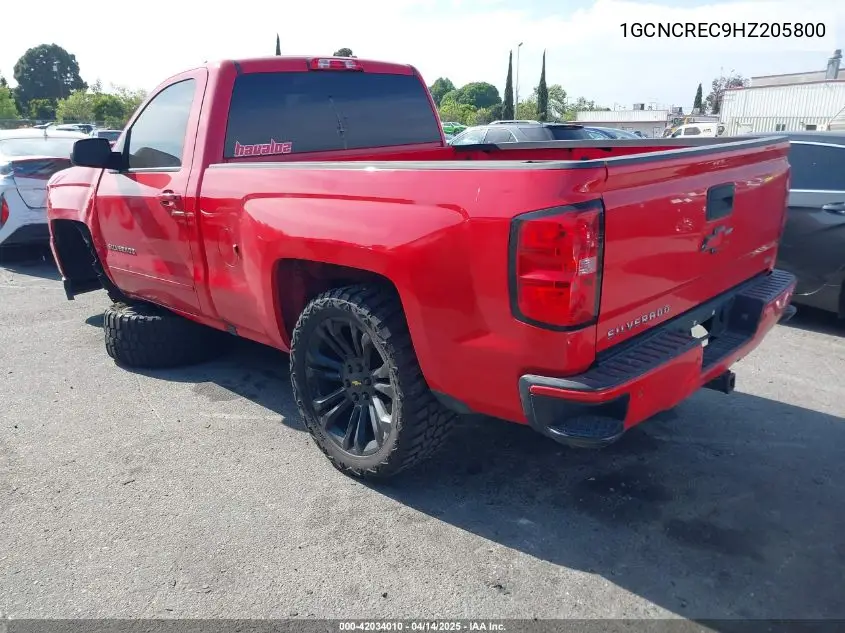 2017 Chevrolet Silverado 1500 1Lt VIN: 1GCNCREC9HZ205800 Lot: 42034010