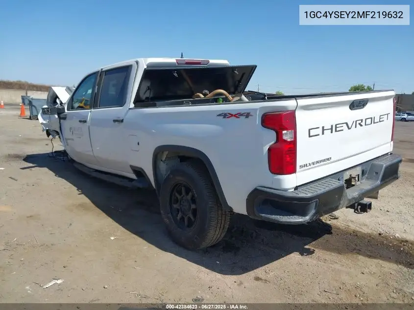 2021 Chevrolet Silverado 3500Hd 4Wd Standard Bed Wt VIN: 1GC4YSEY2MF219632 Lot: 42384623
