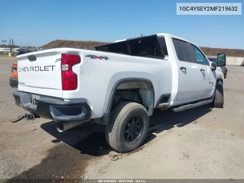 2021 Chevrolet Silverado 3500Hd 4Wd Standard Bed Wt VIN: 1GC4YSEY2MF219632 Lot: 42384623