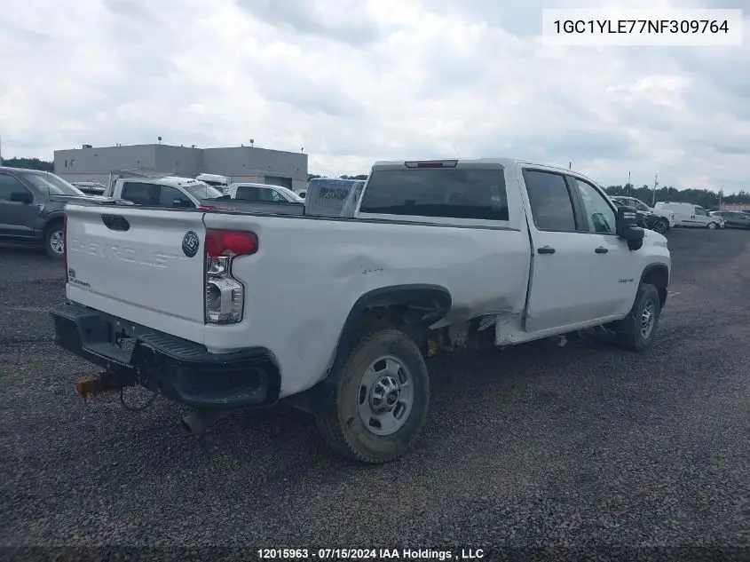 2022 Chevrolet Silverado 2500Hd VIN: 1GC1YLE77NF309764 Lot: 12015963