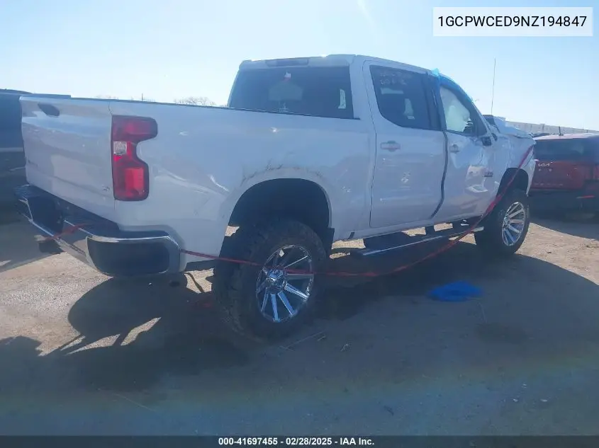 2022 Chevrolet Silverado 1500 Ltd 2Wd Short Bed Lt VIN: 1GCPWCED9NZ194847 Lot: 41697455