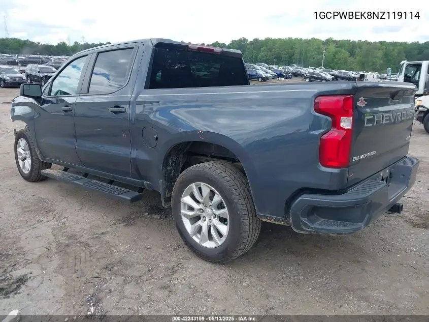 2022 Chevrolet Silverado 1500 Ltd 2Wd Short Bed Custom VIN: 1GCPWBEK8NZ119114 Lot: 42243159