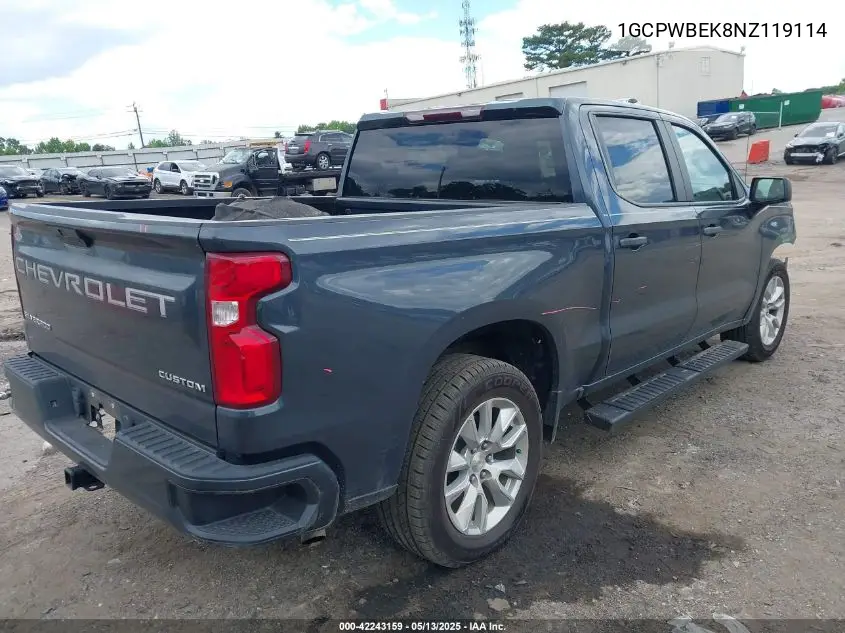 2022 Chevrolet Silverado 1500 Ltd 2Wd Short Bed Custom VIN: 1GCPWBEK8NZ119114 Lot: 42243159