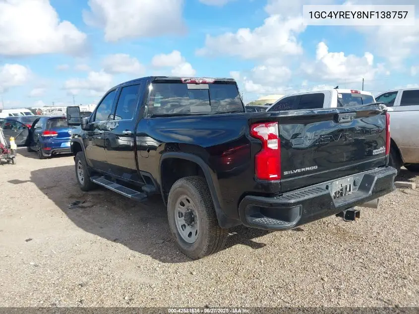 2022 Chevrolet Silverado 2500Hd 4Wd Standard Bed High Country VIN: 1GC4YREY8NF138757 Lot: 42581636