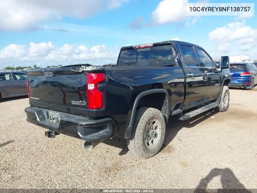 2022 Chevrolet Silverado 2500Hd 4Wd Standard Bed High Country VIN: 1GC4YREY8NF138757 Lot: 42581636