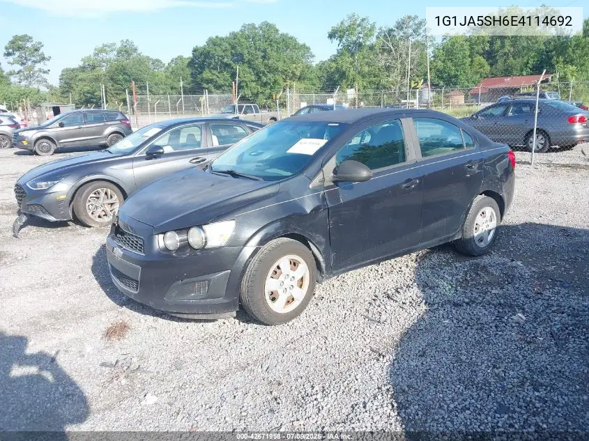 2014 Chevrolet Sonic Ls Auto VIN: 1G1JA5SH6E4114692 Lot: 42671958