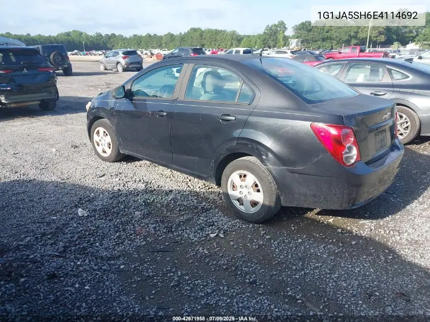 2014 Chevrolet Sonic Ls Auto VIN: 1G1JA5SH6E4114692 Lot: 42671958