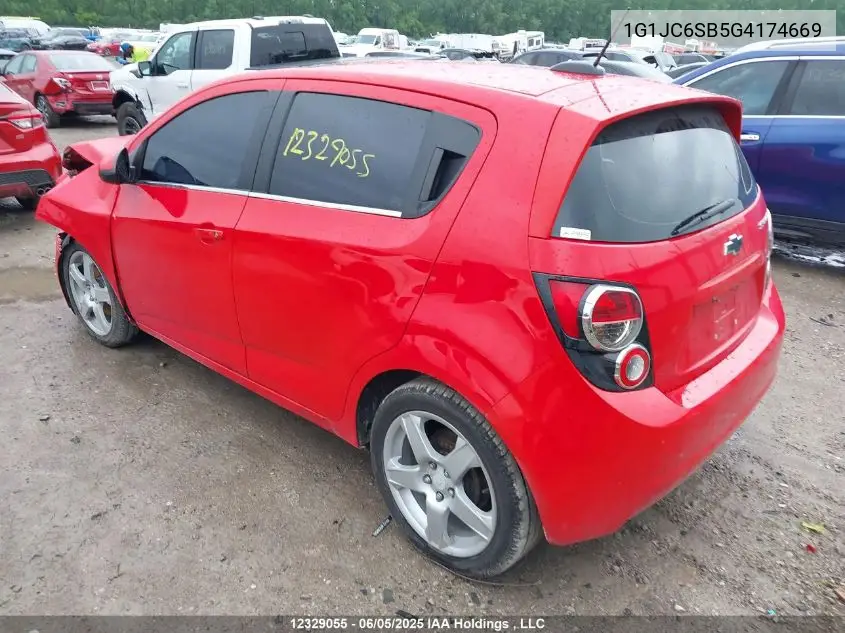 2016 Chevrolet Sonic Lt VIN: 1G1JC6SB5G4174669 Lot: 12329055