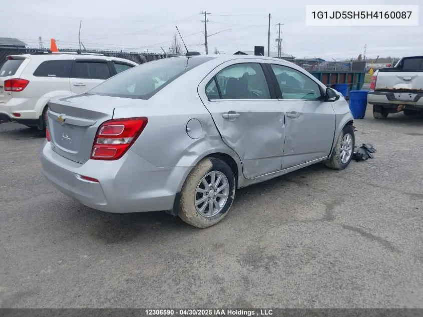 2017 Chevrolet Sonic Lt VIN: 1G1JD5SH5H4160087 Lot: 12306590X