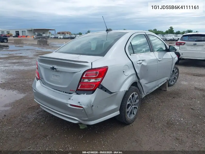 2019 Chevrolet Sonic Lt Auto VIN: 1G1JD5SB6K4111161 Lot: 42160228